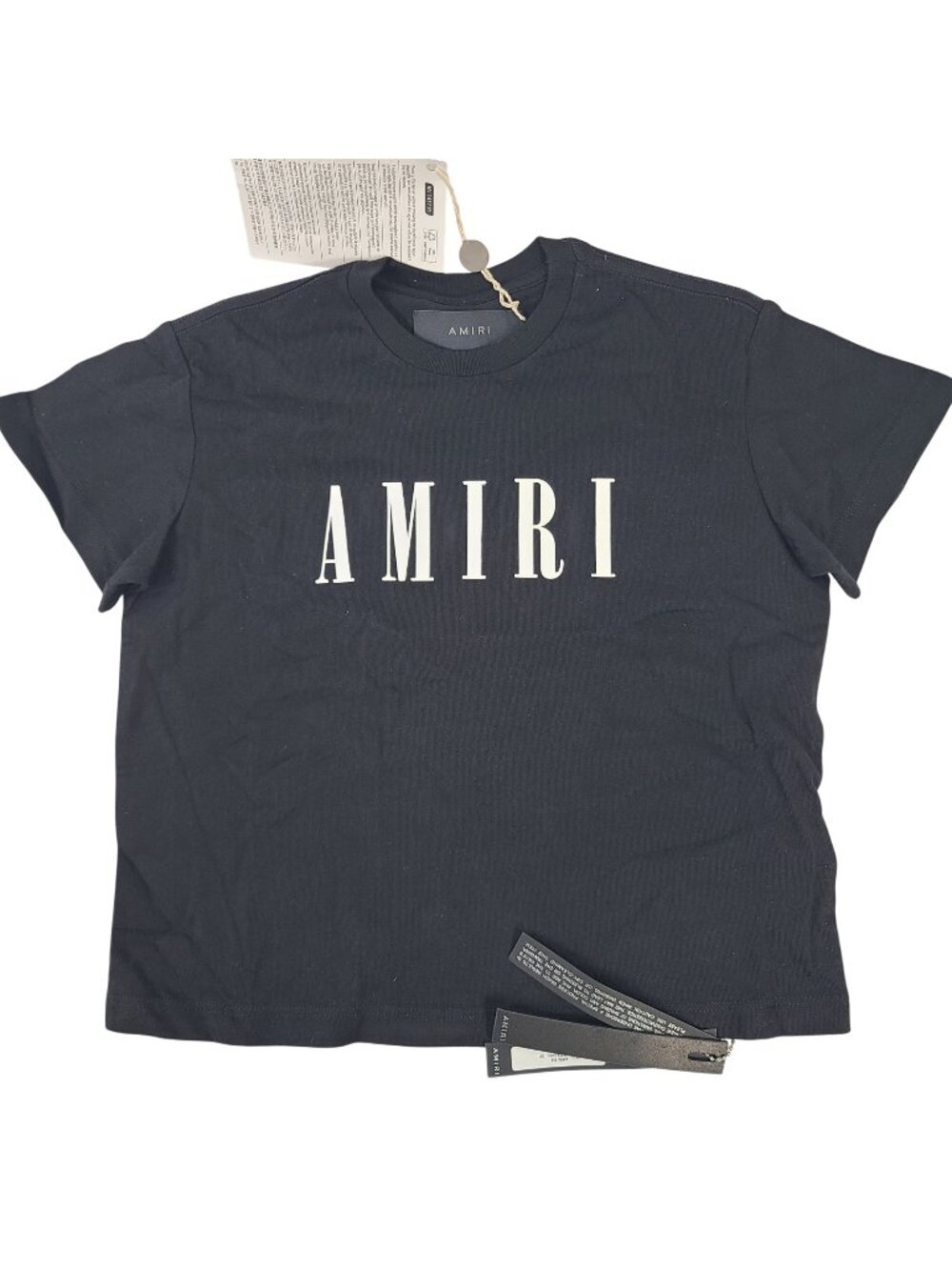 NEW Amiri Kids Black Logo Crewneck T-Shirt Size 6Y Cotton Short Sleeve